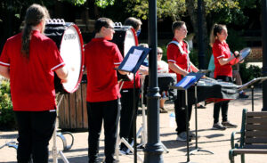 The marching band performing at Family Day, Sept. 25, 2021.