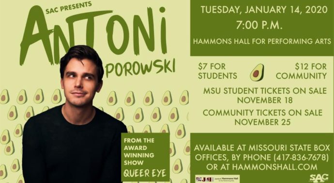 Missouri State University to welcome Antoni Porowski: Netflix’s “Queer Eye” star visiting Springfield in January